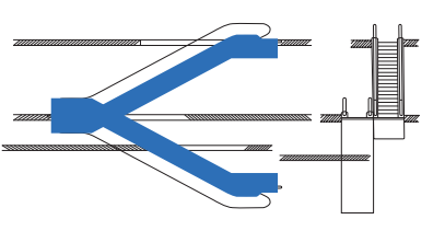 Continuous one-way shaft arrangement diagram